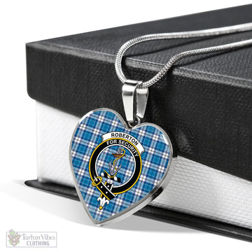 Roberton Tartan Heart Necklace with Family Crest Luxury Necklace (Silver) No - Tartan Vibes Clothing