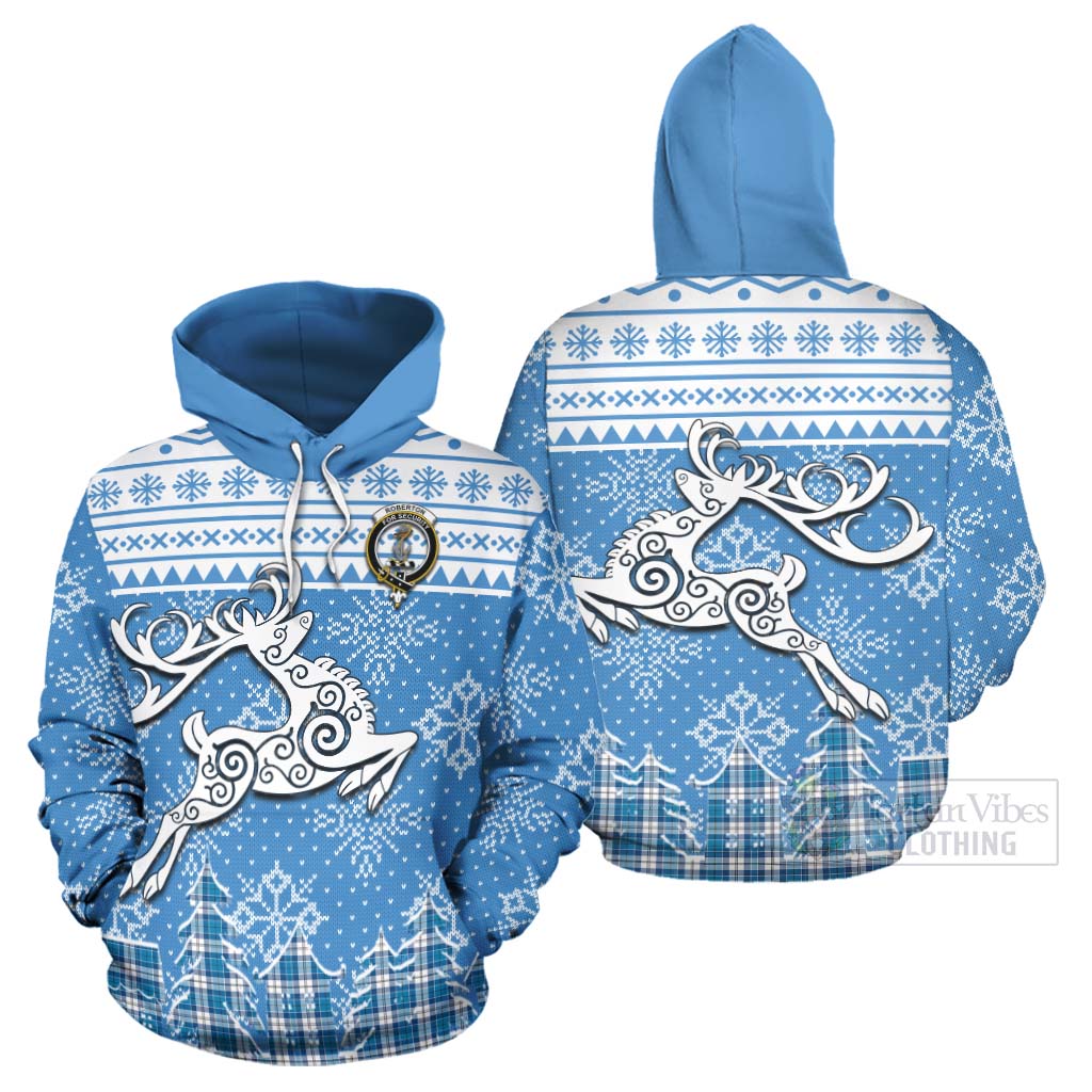 Roberton Clan Christmas Hoodie Celtic Reindeer Style Zip Hoodie - Tartan Vibes Clothing