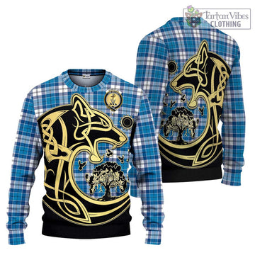 Roberton Tartan Ugly Sweater with Family Crest Celtic Wolf Style Unisex - Tartan Vibes Clothing