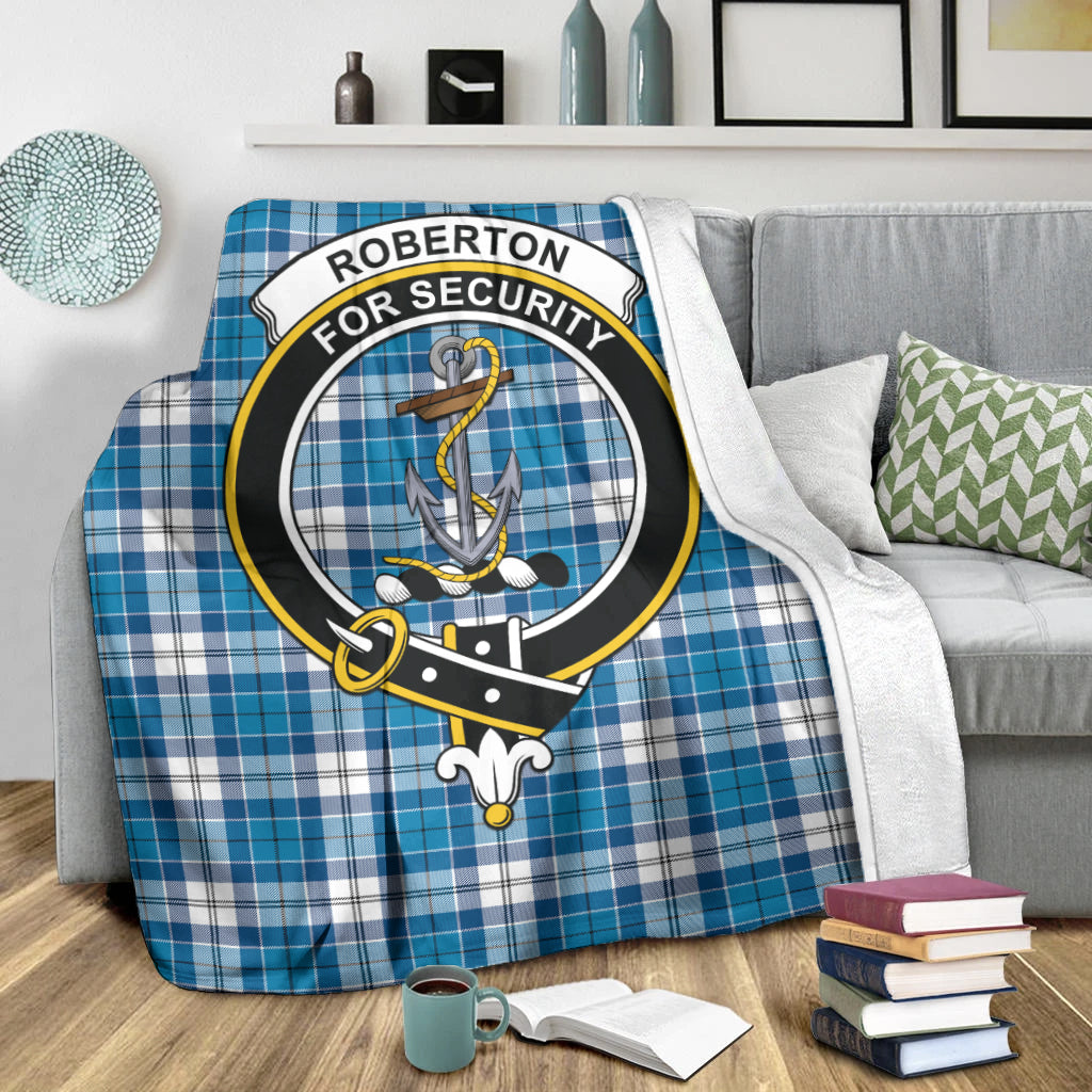 Roberton Tartan Blanket with Family Crest X-Large 59 x 79 inches 150 x 200 cm - Tartan Vibes Clothing