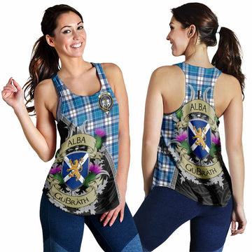 Roberton Tartan Family Crest Women's Racerback Tanks Lion Rampant Royal Thistle Shield Celtic Inspired 4XL - Tartan Vibes Clothing