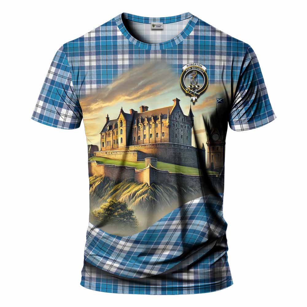 Roberton Tartan Family Crest T-Shirt with Scottish Ancient Castle Style Kid's Shirt - Tartan Vibes Clothing