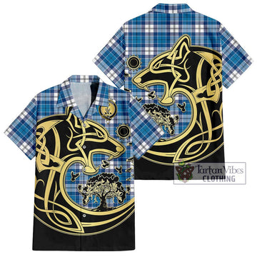 Roberton Tartan Hawaiian Shirt with Family Crest Celtic Wolf Style Kid - Tartan Vibes Clothing