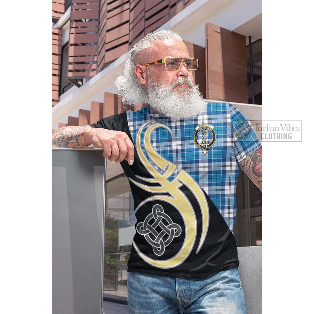 Roberton Tartan Cotton T-shirt with Family Crest and Celtic Symbol Style Men's Shirt - Tartan Vibes Clothing
