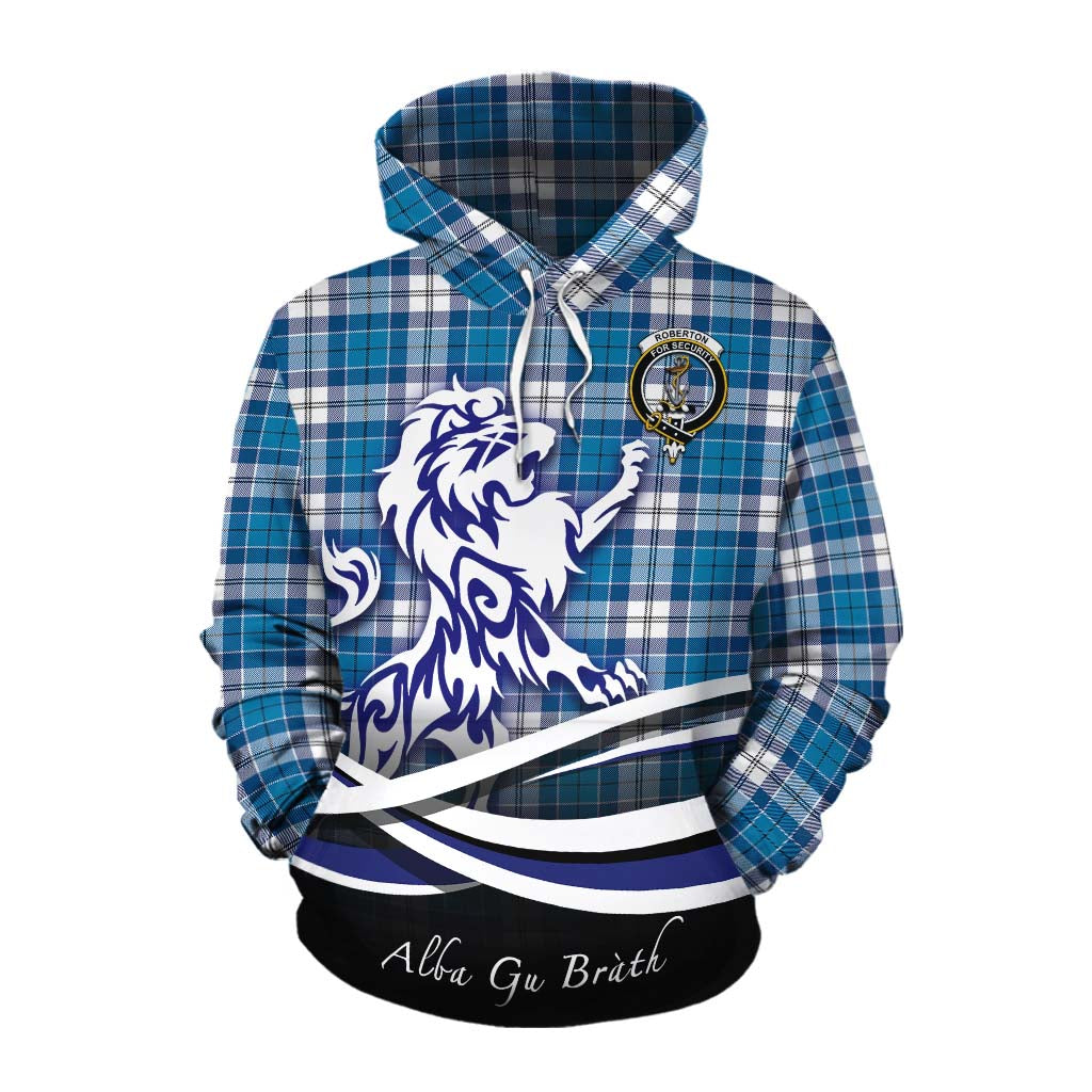 Roberton Tartan Cotton Hoodie with Alba Gu Brath Regal Lion Emblem Pullover Hoodie XS - Tartan Vibes Clothing