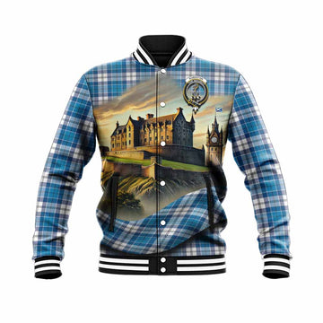 Roberton Tartan Family Crest Baseball Jacket with Scottish Ancient Castle Style Unisex - Tartan Vibes Clothing