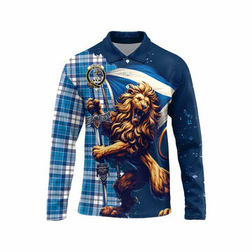 Roberton Tartan Family Crest Long Sleeve Polo Shirt with Scottish Majestic Lion Unisex - Tartan Vibes Clothing