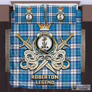 Roberton Tartan Bedding Set with Clan Crest and the Golden Sword of Courageous Legacy
