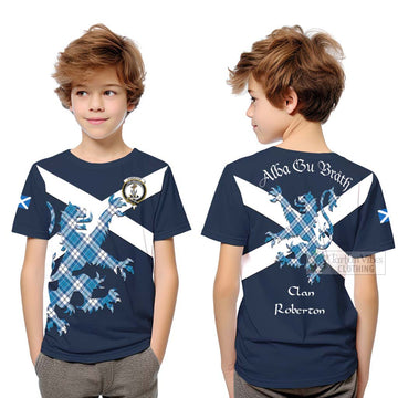 Roberton Tartan Lion Rampant Kid T-Shirt Proudly Display Your Heritage with Alba Gu Brath and Clan Name Youth XL Size14 - Tartan Vibes Clothing