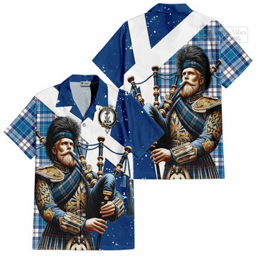 Roberton Tartan Hawaiian Shirt with Family Crest Scottish Bagpiper Vibes Kid - Tartan Vibes Clothing