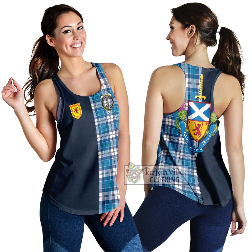 Roberton Tartan Women's Racerback Tanks Alba with Scottish Lion Royal Arm Half Style 4XL - Tartan Vibes Clothing