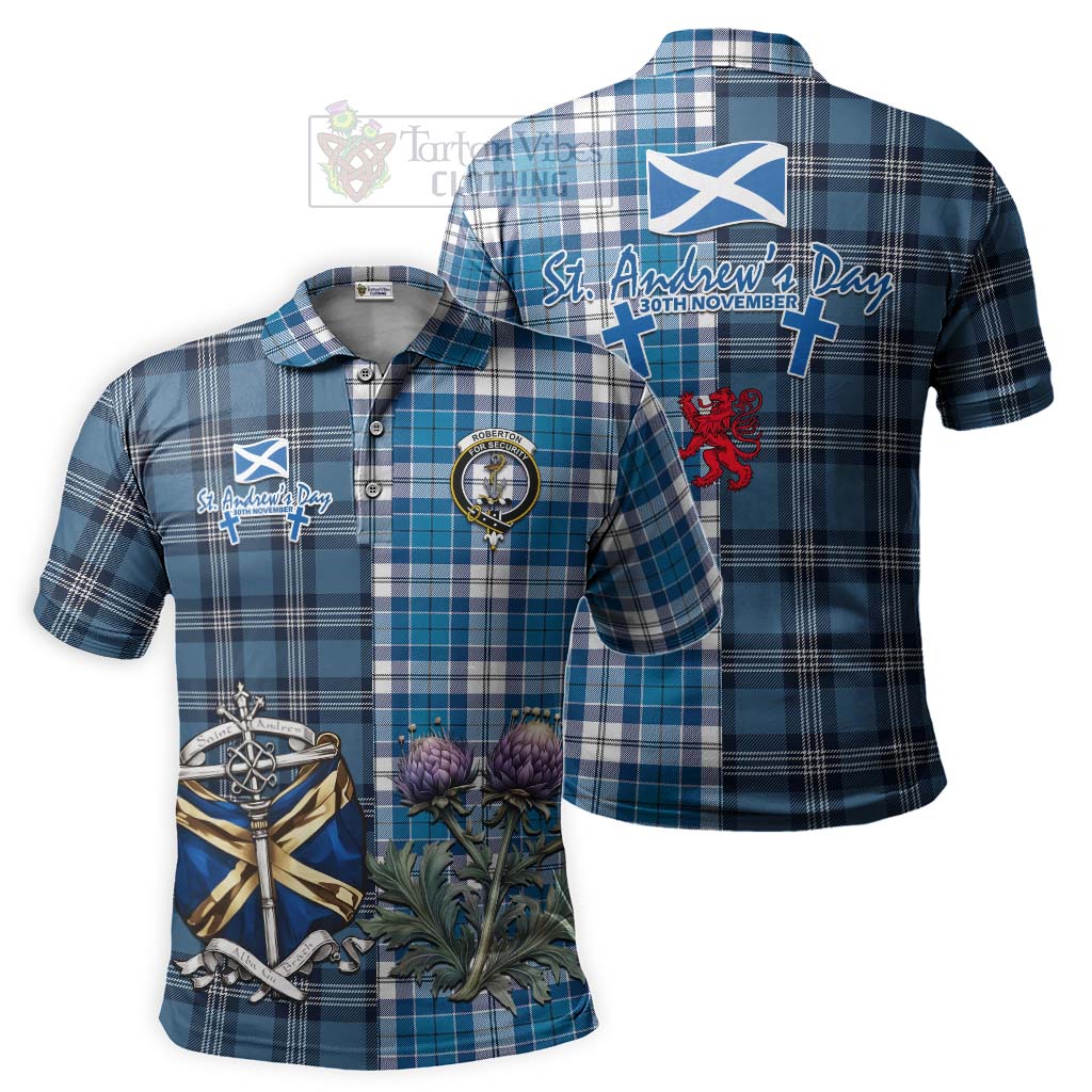Roberton Tartan Polo Shirt Happy St. Andrew's Day Half Tartan Style Kid - Tartan Vibes Clothing