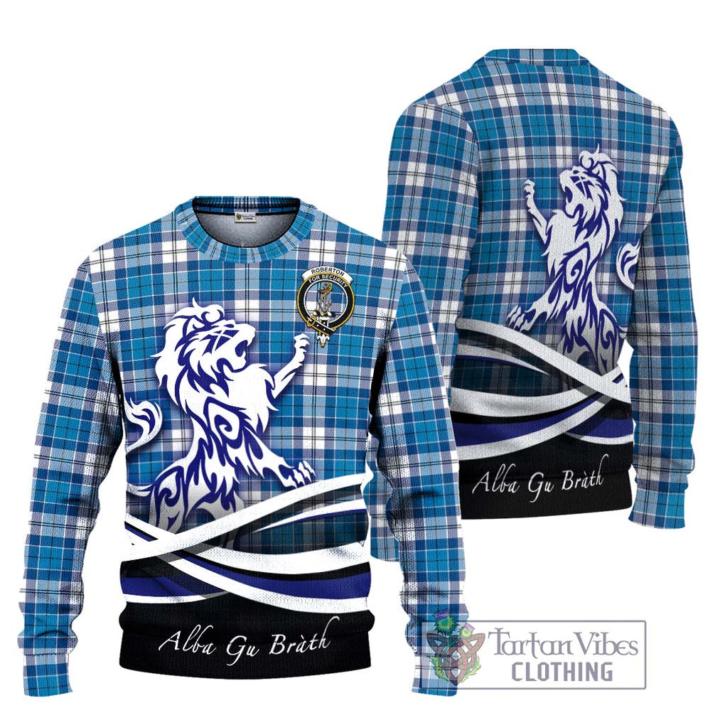 Roberton Tartan Ugly Sweater with Alba Gu Brath Regal Lion Emblem Unisex - Tartan Vibes Clothing