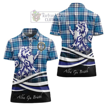 Roberton Tartan Women's Polo Shirt with Alba Gu Brath Regal Lion Emblem Women - Tartan Vibes Clothing