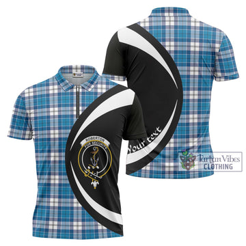 Roberton Tartan Zipper Polo Shirt with Family Crest Circle Style Unisex - Tartan Vibes Clothing