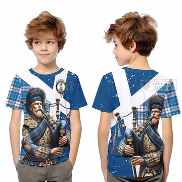 Roberton Tartan Kid T-Shirt with Family Crest Scottish Bagpiper Vibes Youth XL Size14 - Tartan Vibes Clothing