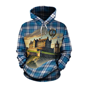 Roberton Tartan Family Crest Cotton Hoodie with Scottish Ancient Castle Style Pullover Hoodie XS - Tartan Vibes Clothing