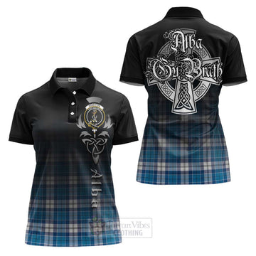 Roberton Tartan Women's Polo Shirt Featuring Alba Gu Brath Family Crest Celtic Inspired Women - Tartan Vibes Clothing