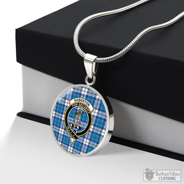 Roberton Tartan Circle Necklace with Family Crest Luxury Necklace (Silver) No - Tartan Vibes Clothing