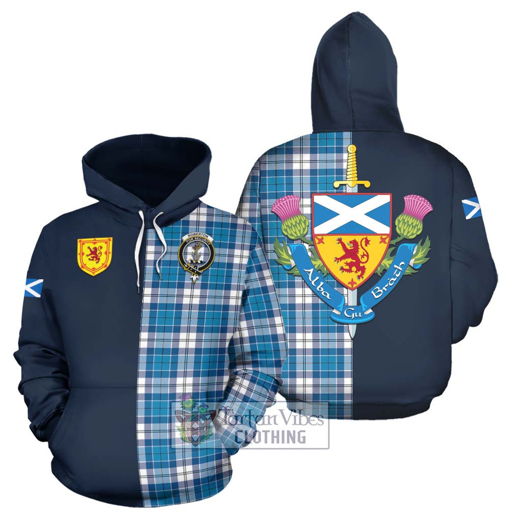 Roberton Tartan Hoodie Alba with Scottish Lion Royal Arm Half Style Zip Hoodie - Tartan Vibes Clothing