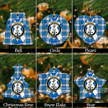 Roberton Tartan Christmas Ceramic Ornaments with Family Crest and Scotland Map Ceramic - Tartan Vibes Clothing