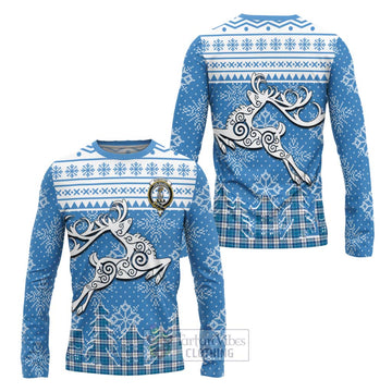 Roberton Clan Christmas Long Sleeve T-Shirt Celtic Reindeer Style Unisex - Tartan Vibes Clothing