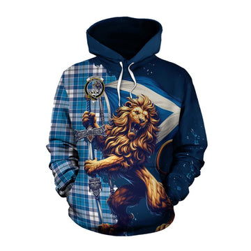 Roberton Tartan Family Crest Cotton Hoodie with Scottish Majestic Lion Pullover Hoodie XS - Tartan Vibes Clothing