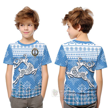 Roberton Clan Christmas Kid T-Shirt Celtic Reindeer Style Youth XL Size14 - Tartan Vibes Clothing
