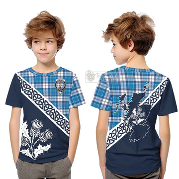 Roberton Tartan Kid T-Shirt Featuring Thistle and Scotland Map Youth XL Size14 - Tartan Vibes Clothing