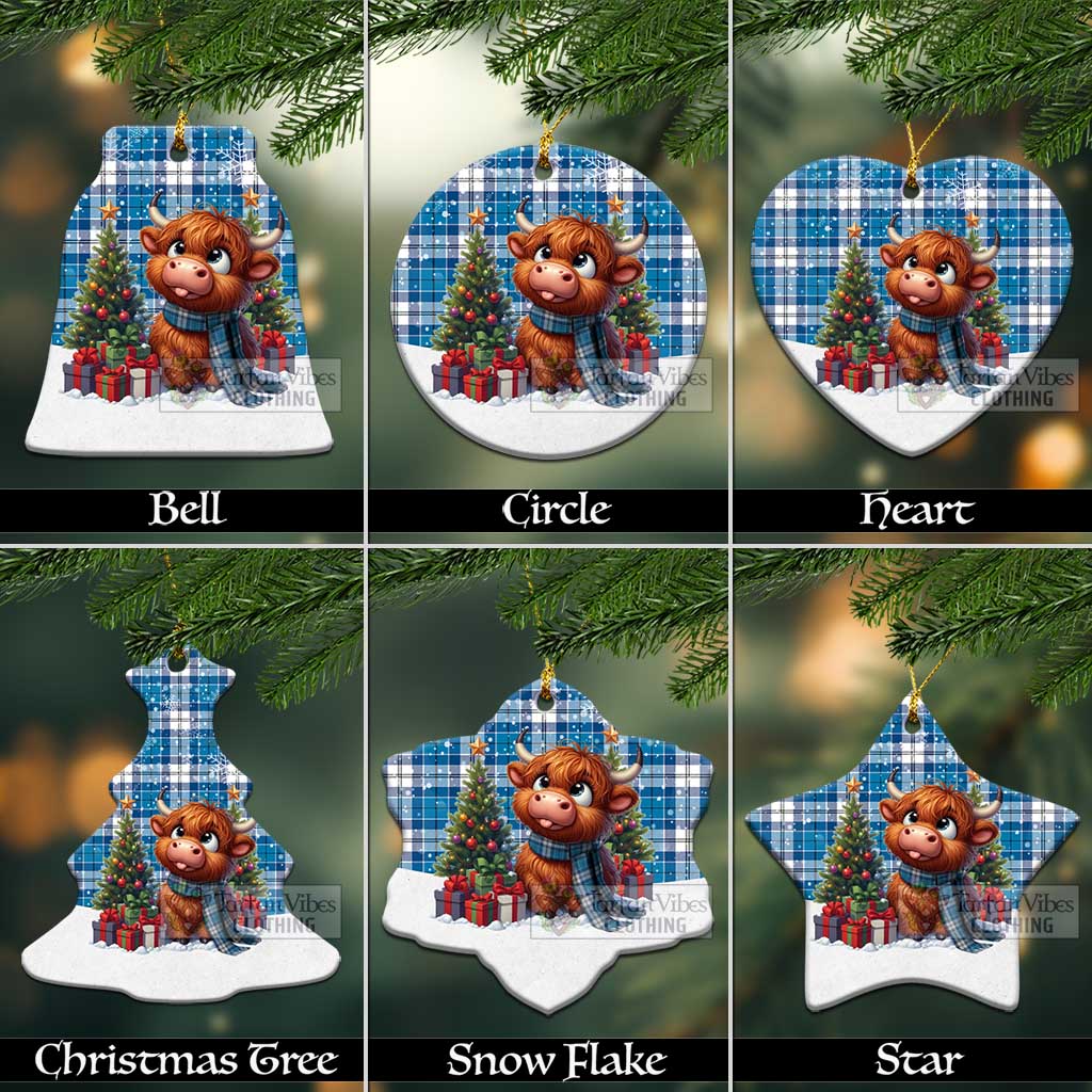 Roberton Tartan Christmas Ceramic Ornament with Adorable Highland Coo Ceramic - Tartan Vibes Clothing