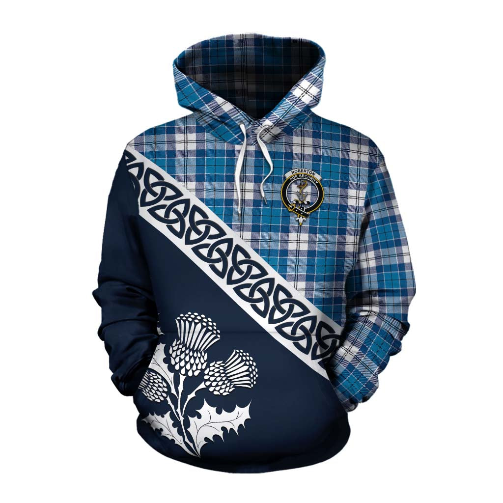 Roberton Tartan Cotton Hoodie Featuring Thistle and Scotland Map Pullover Hoodie XS - Tartan Vibes Clothing