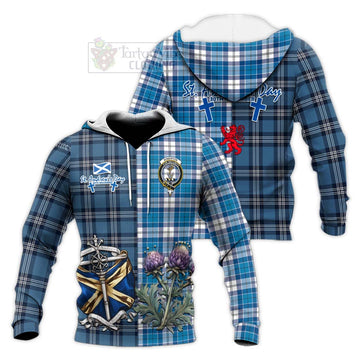 Roberton Tartan Knitted Hoodie Happy St. Andrew's Day Half Tartan Style Unisex Knitted Pullover Hoodie - Tartan Vibes Clothing