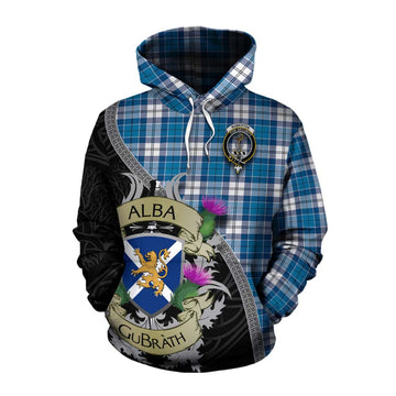 Roberton Tartan Family Crest Cotton Hoodie Lion Rampant Royal Thistle Shield Celtic Inspired Pullover Hoodie XS - Tartan Vibes Clothing