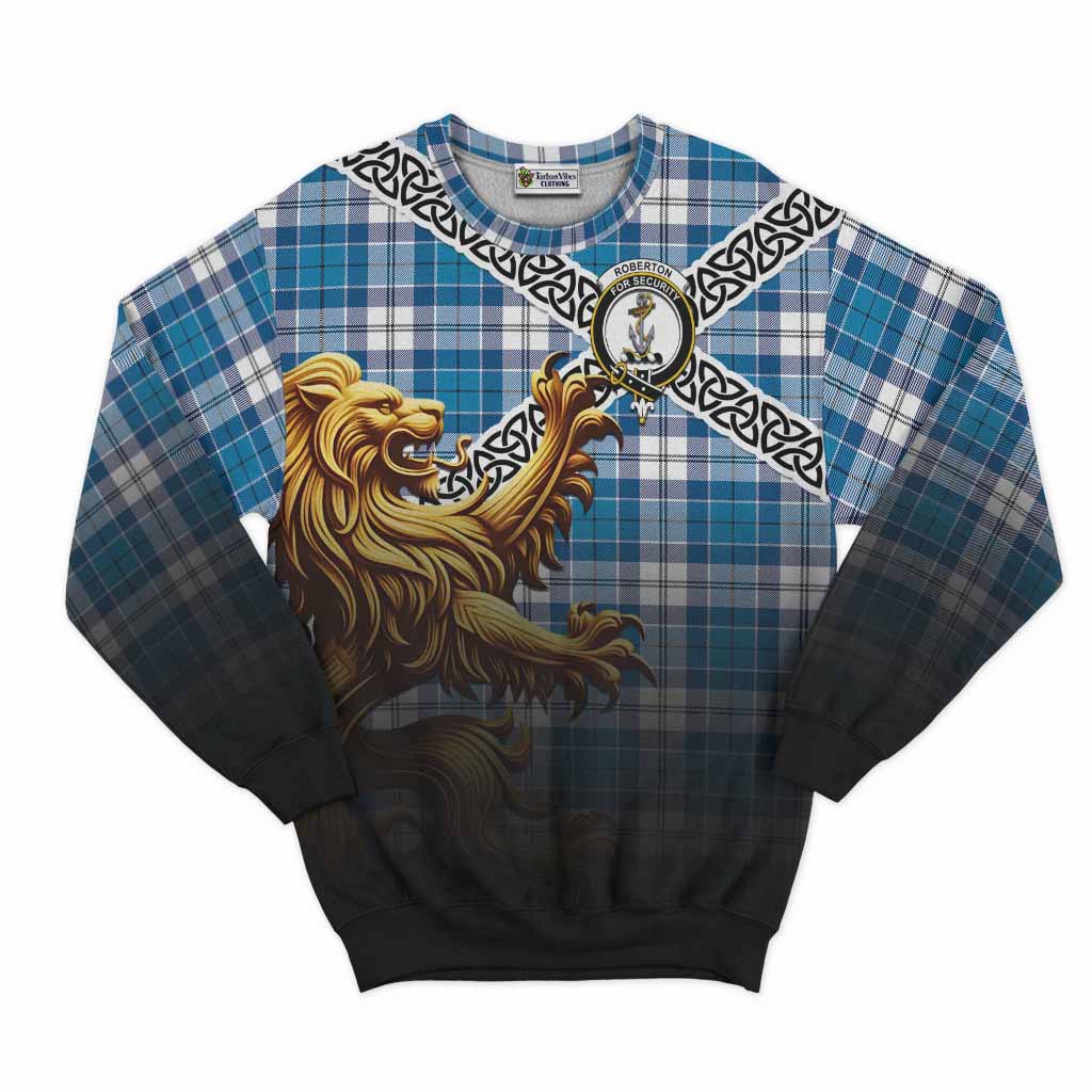 Roberton Crest Tartan Sweatshirt with Golden Lion Emblem Celtic Style Unisex - Tartan Vibes Clothing