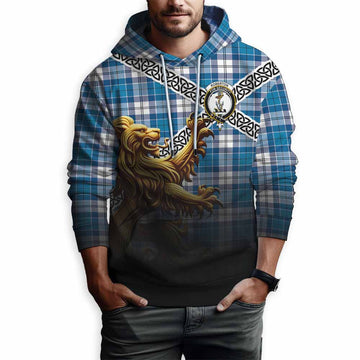 Tartan Vibes Clothing Roberton Crest Tartan Hoodie with Golden Lion Emblem Celtic Style