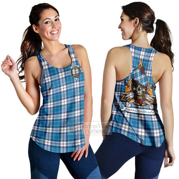 Roberton Tartan Women's Racerback Tanks with Family Crest and Bearded Skull Holding Bottles of Whiskey 4XL - Tartan Vibes Clothing