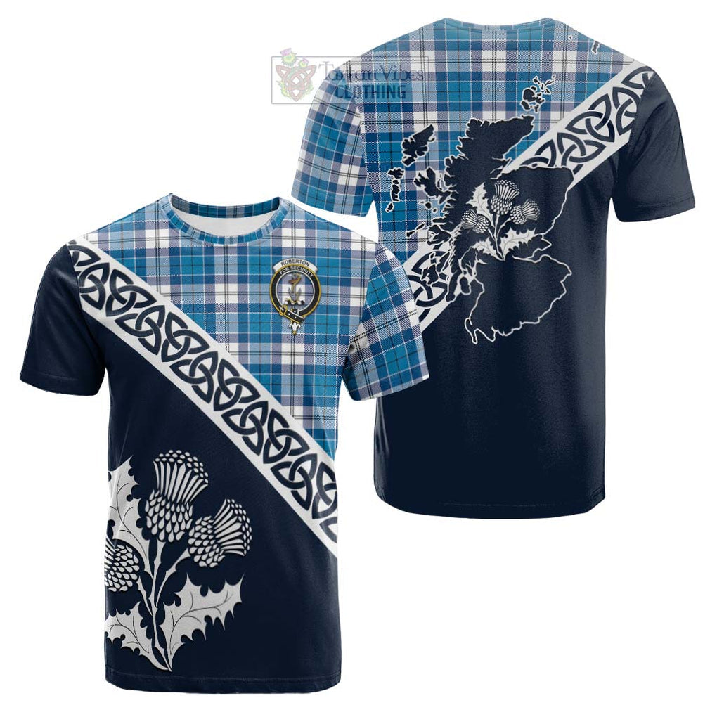 Roberton Tartan Cotton T-shirt Featuring Thistle and Scotland Map Kid's Shirt - Tartan Vibes Clothing