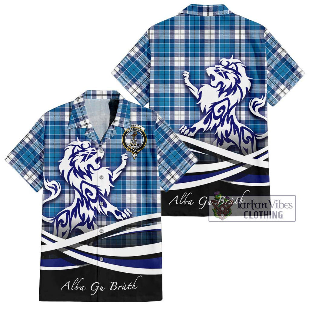 Roberton Tartan Hawaiian Shirt with Alba Gu Brath Regal Lion Emblem Kid - Tartan Vibes Clothing