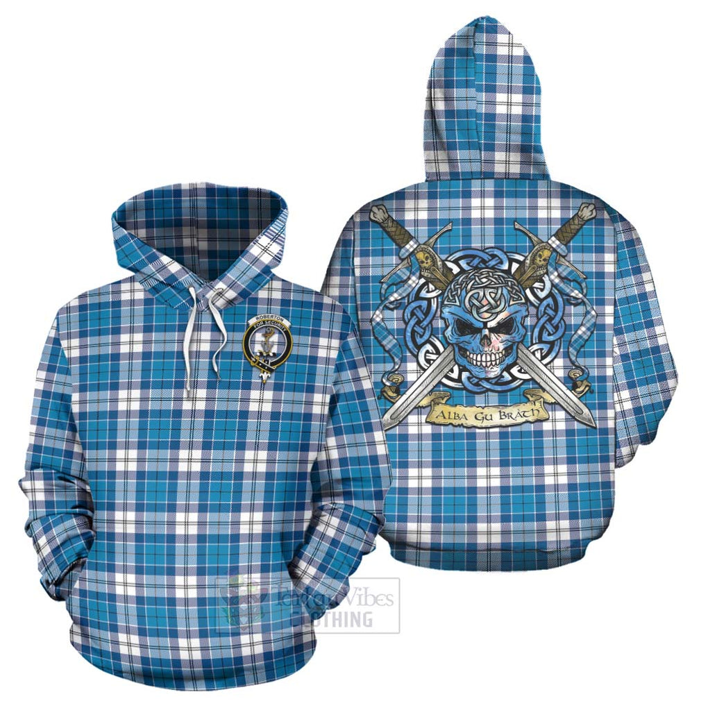 Roberton Tartan Hoodie with Family Crest Celtic Skull Style Zip Hoodie - Tartan Vibes Clothing
