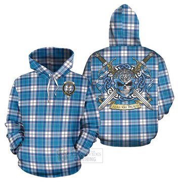 Roberton Tartan Hoodie with Family Crest Celtic Skull Style Zip Hoodie - Tartan Vibes Clothing