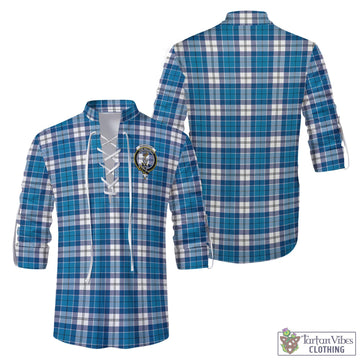 Roberton Tartan Men's Scottish Traditional Jacobite Ghillie Kilt Shirt with Family Crest Men - Tartan Vibes Clothing
