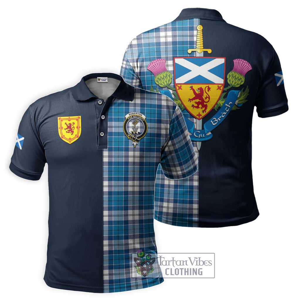 Roberton Tartan Polo Shirt Alba with Scottish Lion Royal Arm Half Style Kid - Tartan Vibes Clothing