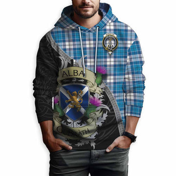 Roberton Tartan Family Crest Hoodie Lion Rampant Royal Thistle Shield Celtic Inspired Pullover Hoodie - Tartan Vibes Clothing