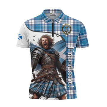 Tartan Vibes Clothing Roberton Crest Tartan Zipper Polo Shirt Inspired by the Freedom of Scottish Warrior
