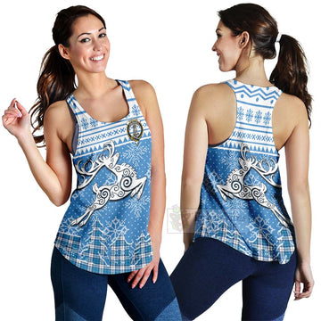 Roberton Clan Christmas Women's Racerback Tanks Celtic Reindeer Style 4XL - Tartan Vibes Clothing