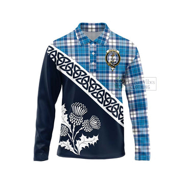 Roberton Tartan Long Sleeve Polo Shirt Featuring Thistle and Scotland Map Unisex - Tartan Vibes Clothing