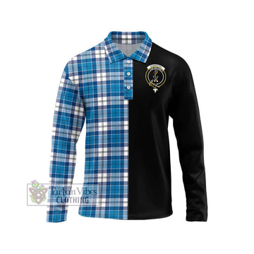 Roberton Tartan Long Sleeve Polo Shirt with Family Crest and Half Of Me Style Unisex - Tartan Vibes Clothing