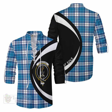 Roberton Tartan Ghillie Kilt Shirt with Family Crest Circle Style Men - Tartan Vibes Clothing