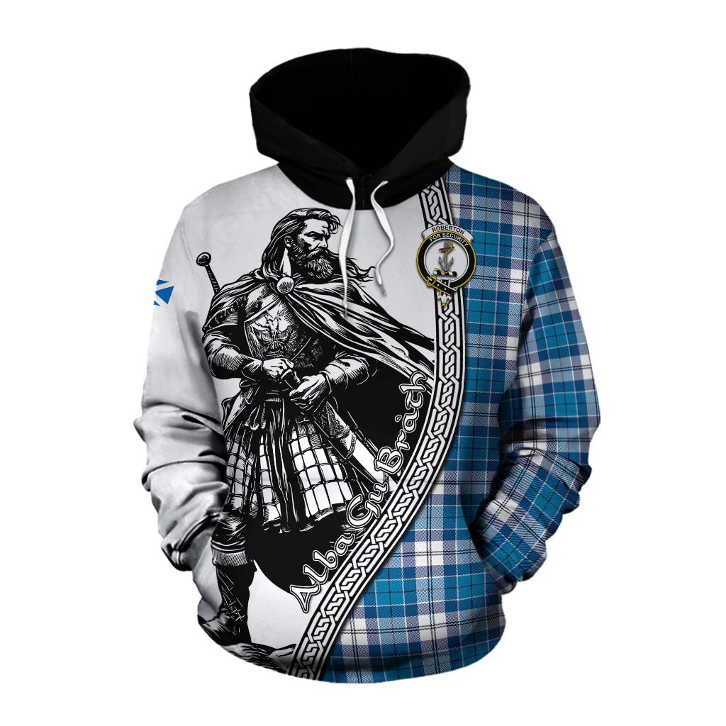 Roberton Tartan Clan Crest Cotton Hoodie with Highlander Warrior Celtic Style Pullover Hoodie XS - Tartan Vibes Clothing