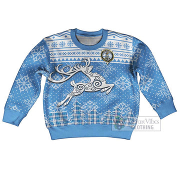 Roberton Clan Christmas Kid Ugly Sweater with Tartan and Celtic Reindeer Style Kid - Tartan Vibes Clothing